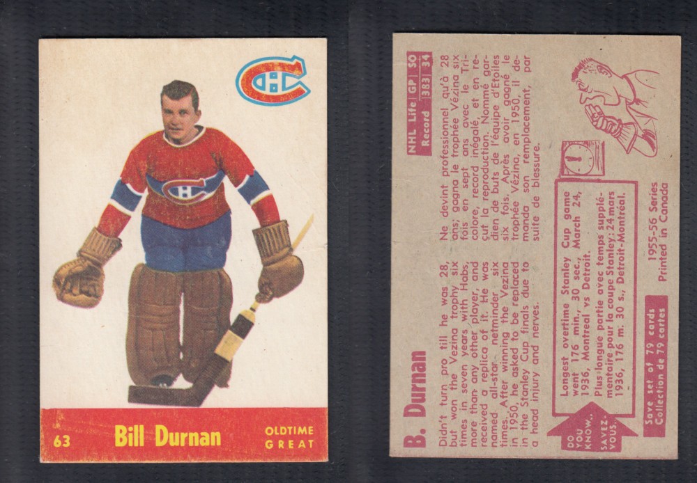 1955-56 PARKHURST HOCKEY CARD #63 B. DURNAN photo