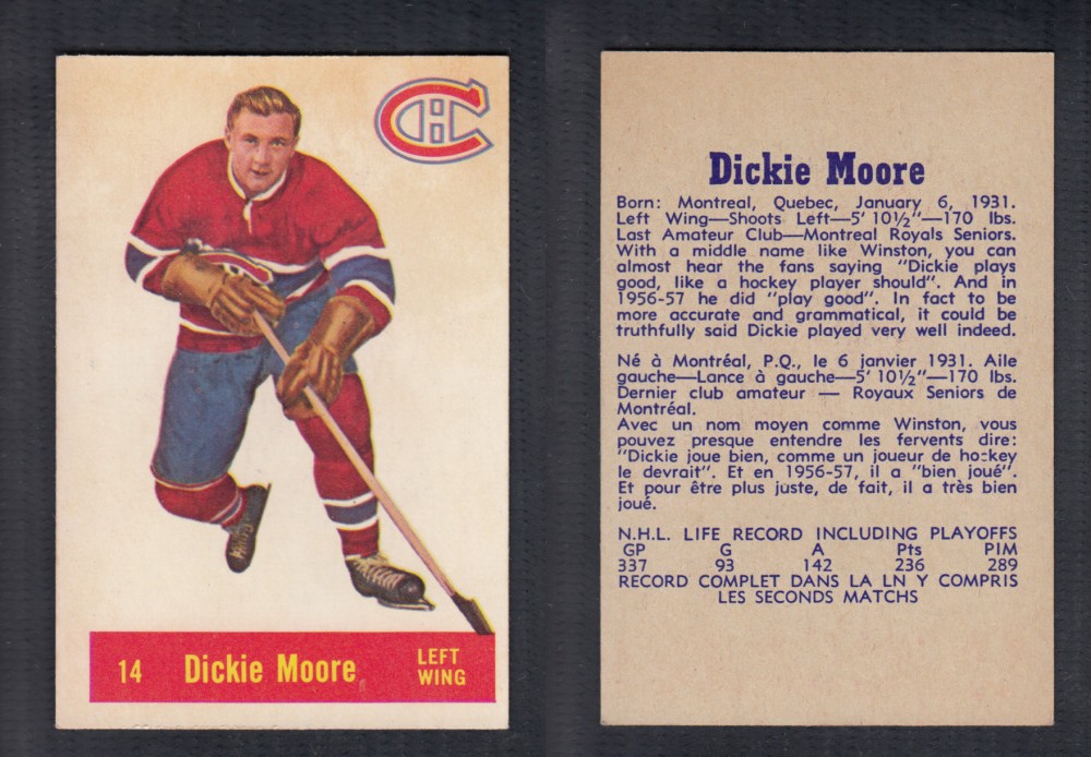 1957-58 PARKHURST HOCKEY CARD #14 D. MOORE photo