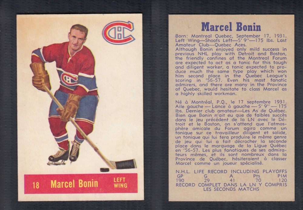 1957-58 PARKHURST HOCKEY CARD #18 M. BONIN photo