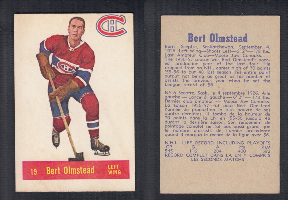 1957-58 PARKHURST HOCKEY CARD #19 B. OLMSTEAD photo