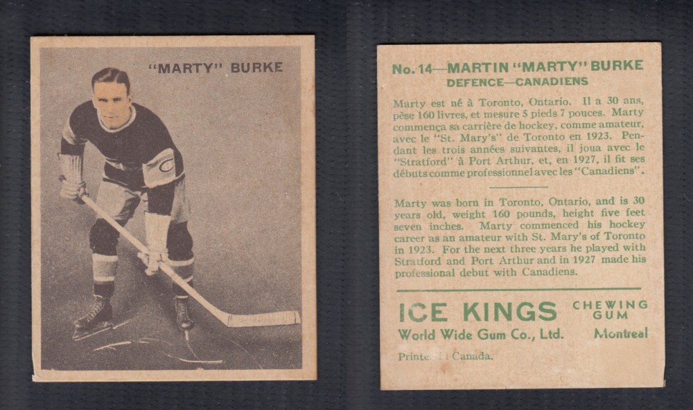 1933-34 ICE KINGS HOCKEY CARD #14 M. BURKE photo