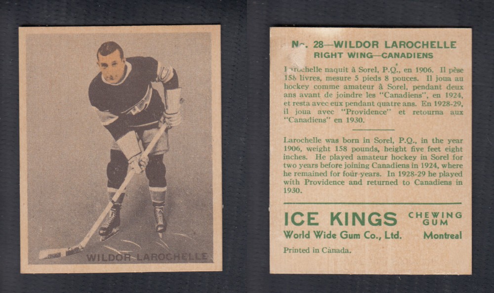 1933-34 ICE KINGS HOCKEY CARD #28 W. LAROCHELLE photo