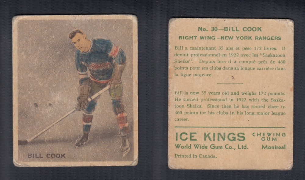 1933-34 ICE KINGS HOCKEY CARD #30 B. COOK photo