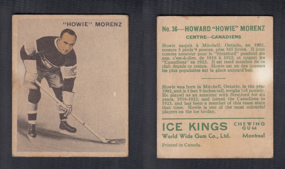 1933-34 ICE KINGS HOCKEY CARD #36 H. MORENZ photo