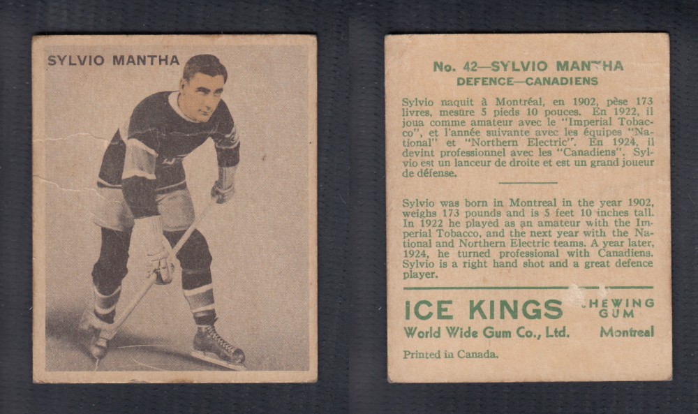 1933-34 ICE KINGS HOCKEY CARD #42 S. MANTHA photo