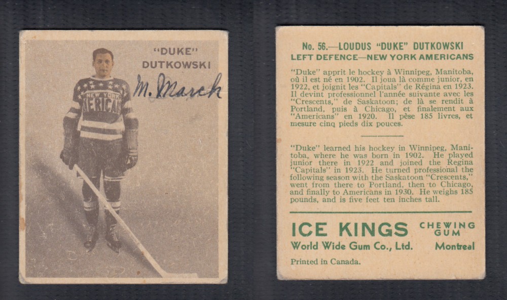 1933-34 ICE KINGS HOCKEY CARD #56 L. DUTKOWSKI photo