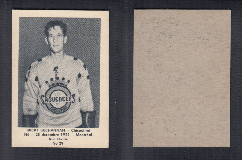 1952-53 LAVAL DAIRY UPDATE HOCKEY CARD #29 B. BUCHANNAN photo