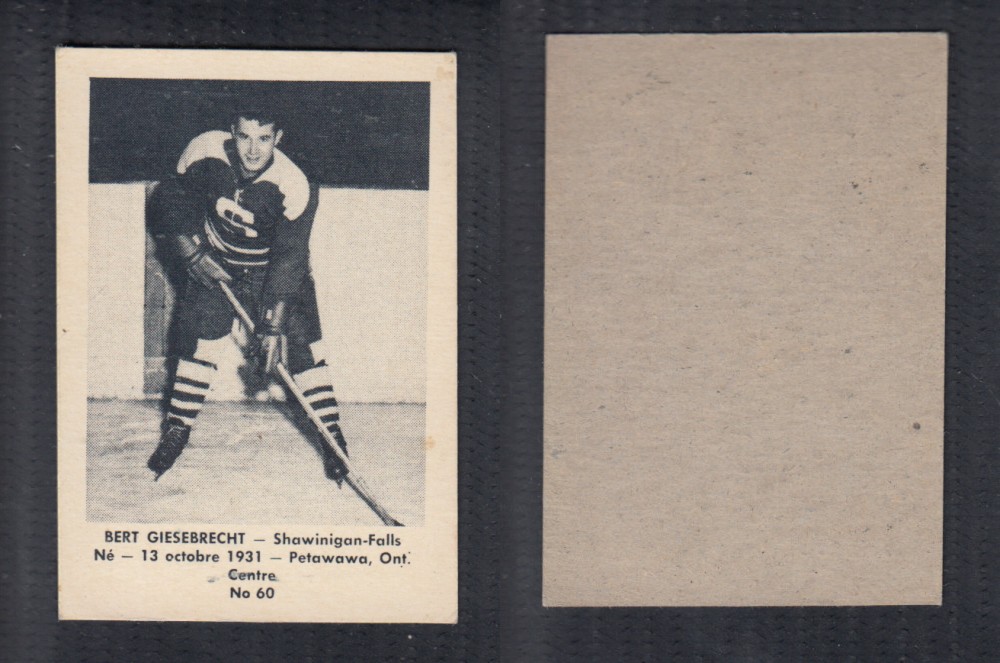 1952-53 LAVAL DAIRY UPDATE HOCKEY CARD #60 B. GIESEBRECHT photo