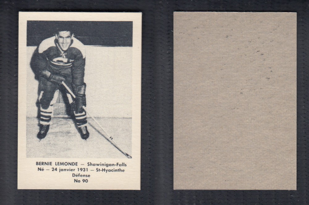 1952-53 LAVAL DAIRY UPDATE HOCKEY CARD #90 B. LEMONDE photo