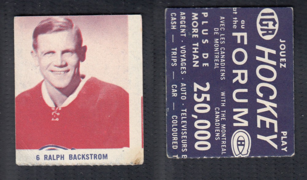 1967-68 IGA MONTREAL CANADIENS HOCKEY CARD #6 R. BACKSTROM photo