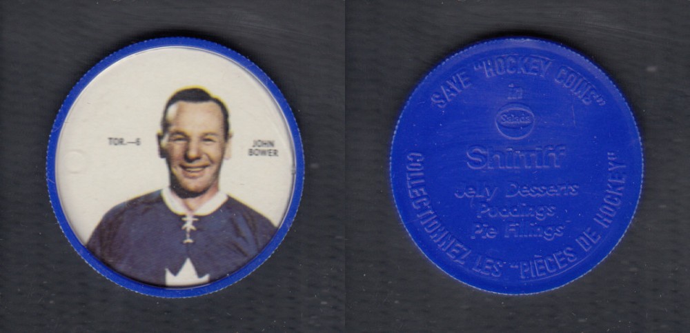 1968-69 SHIRRIFF HOCKEY COIN J. BOWER TOR-6 photo