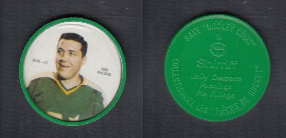 1968-69 SHIRRIFF HOCKEY COIN B. MCCORD MIN-11 *SP* photo