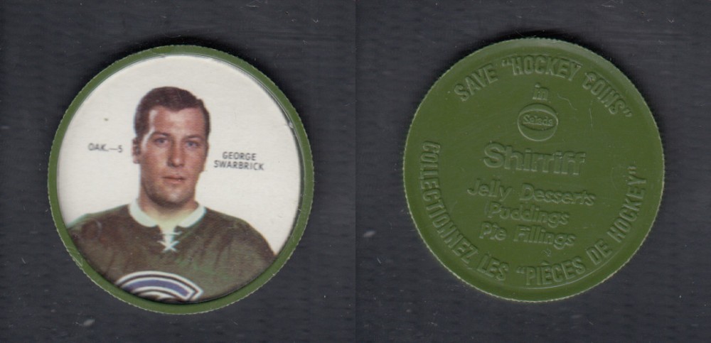 1968-69 SHIRRIFF HOCKEY COIN G. SWARBRICK OAK-5 *SP* photo