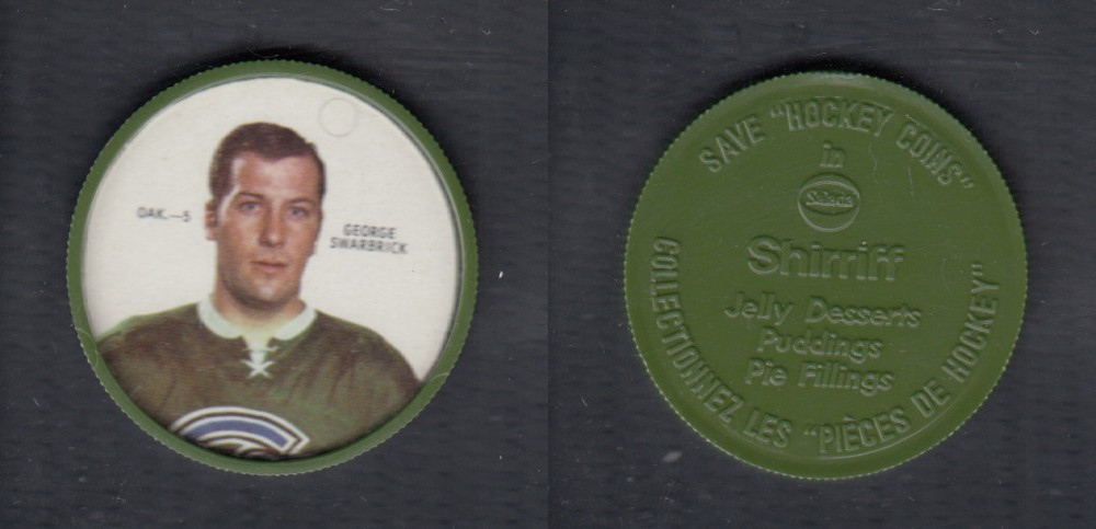 1968-69 SHIRRIFF HOCKEY COIN G. SWARBRICK OAK-5 *SP* photo