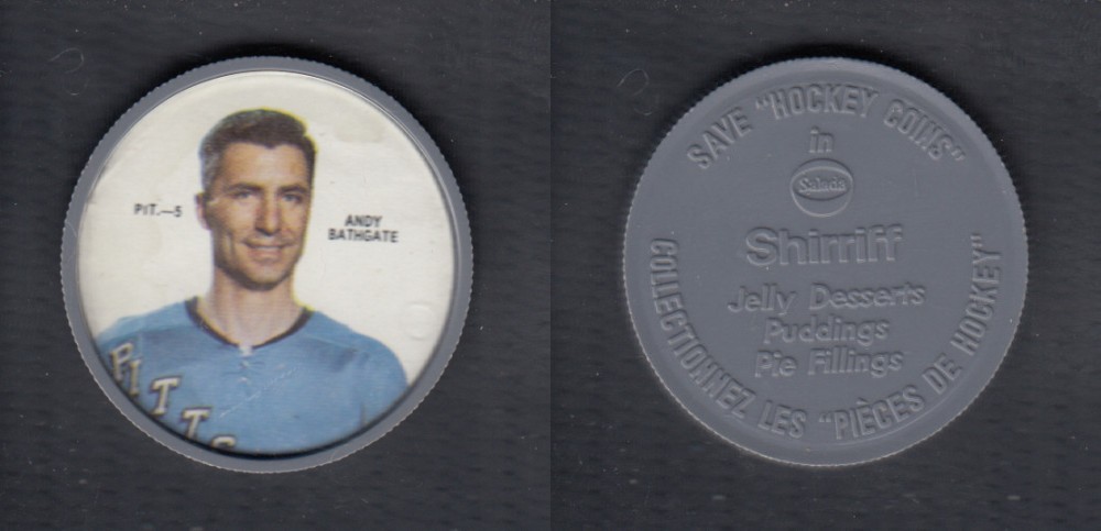 1968-69 SHIRRIFF HOCKEY COIN A. BATHGATE PIT-5 photo