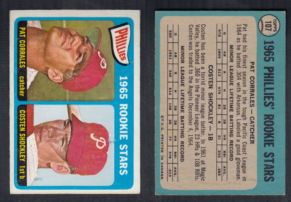 1965 O-PEE-CHEE BASEBALL CARD #107 PHILLIES ROOKIE STARS photo