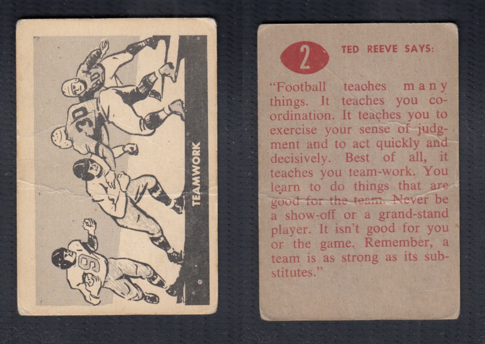 1952 CFL PARKHURST FOOTBALL CARD #2 TEAMWORK photo