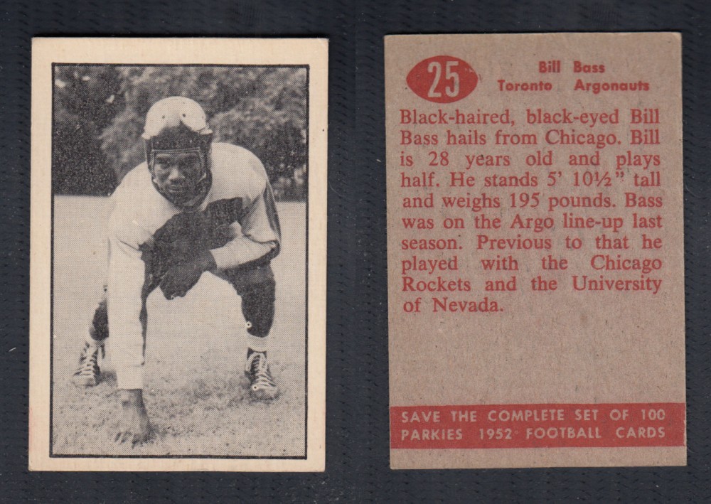 1952 CFL PARKHURST FOOTBALL CARD #25 B. BASS photo