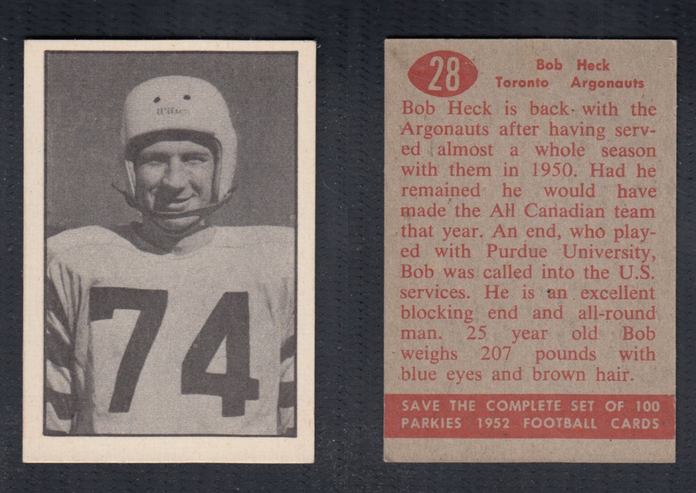 1952 CFL PARKHURST FOOTBALL CARD #28 B. HECK photo