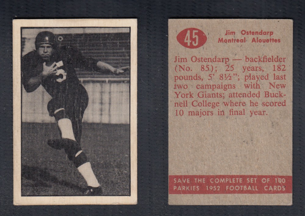 1952 CFL PARKHURST FOOTBALL CARD #45 J. OSTENDARP photo