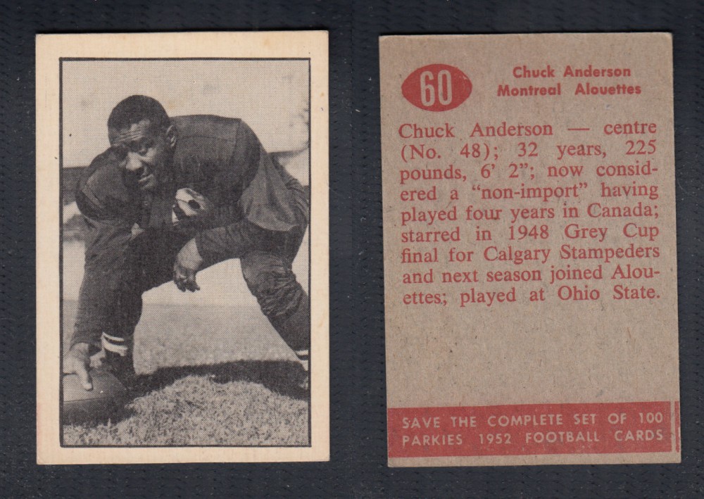 1952 CFL PARKHURST FOOTBALL CARD #60 C. ANDERSON photo