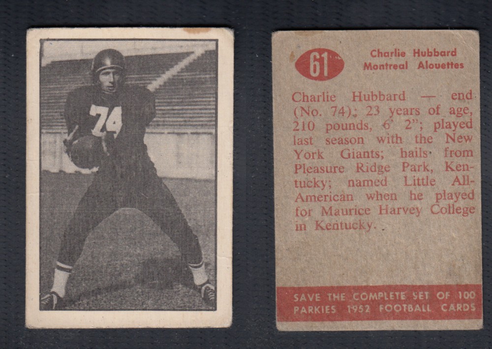 1952 CFL PARKHURST FOOTBALL CARD #61 C. HUBBARD photo