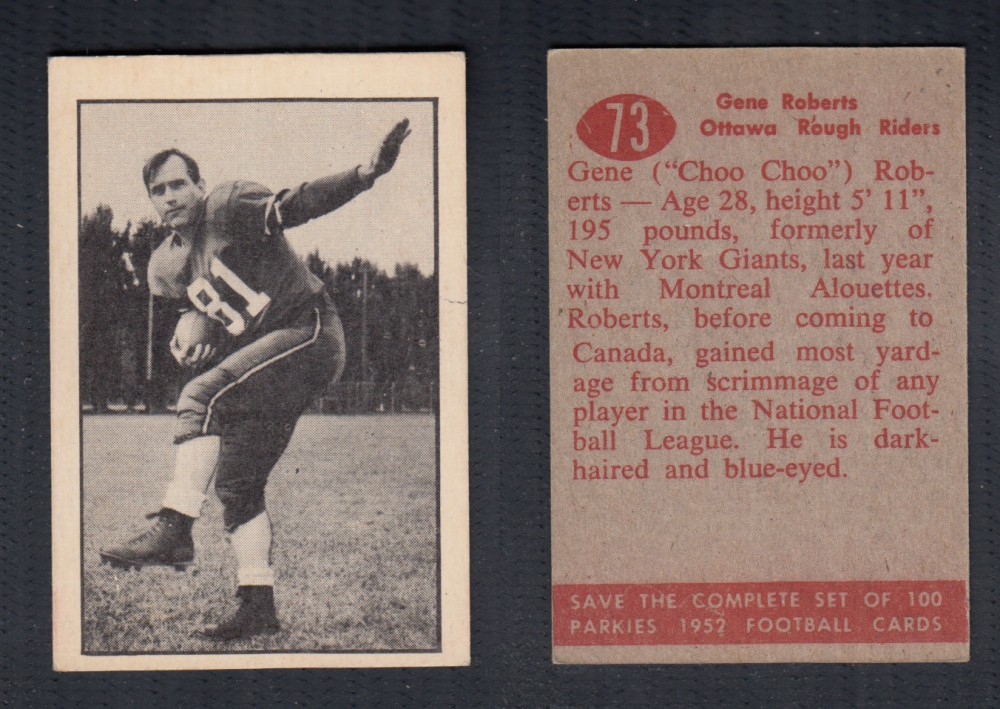 1952 CFL PARKHURST FOOTBALL CARD #73 G. ROBERTS photo