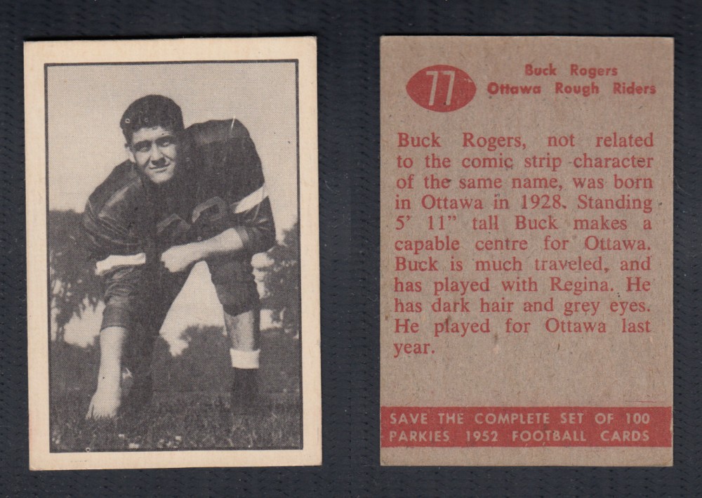 1952 CFL PARKHURST FOOTBALL CARD #77 B. ROGERS photo