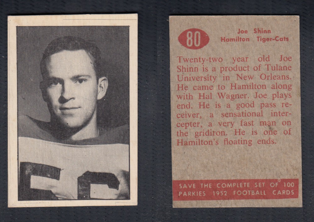 1952 CFL PARKHURST FOOTBALL CARD #80 J. SHINN photo