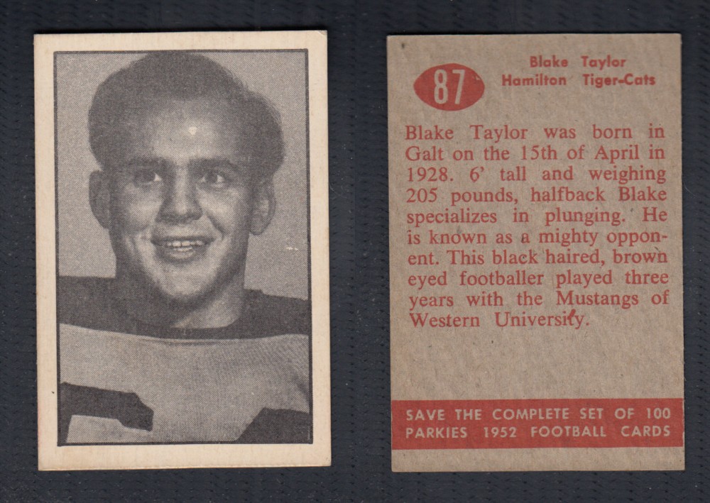 1952 CFL PARKHURST FOOTBALL CARD #87 B. TAYLOR photo