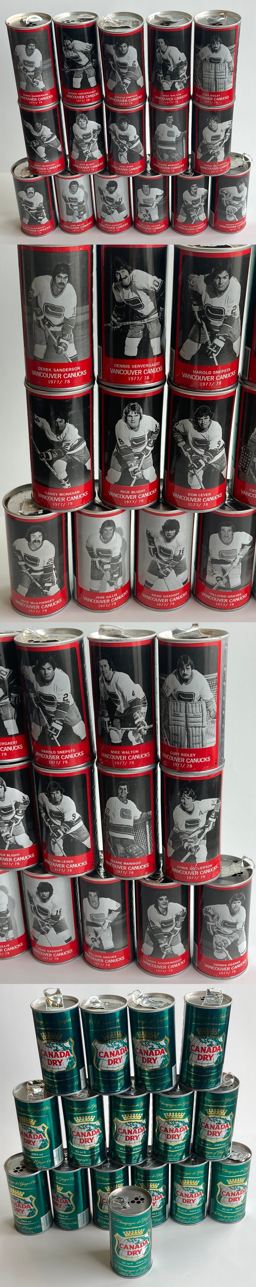 1977-78 CANADA DRY VANCOUVER CANUCKS CANS FULL SET 16/16 photo