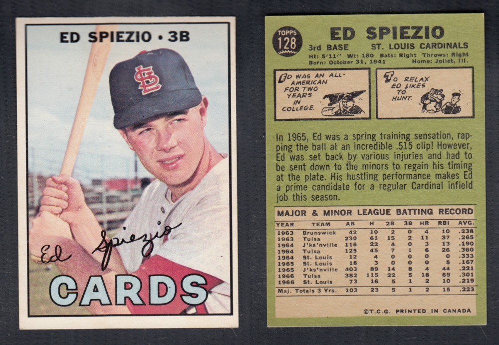 CS47790090 :: 1967 O-PEE-CHEE BASEBALL CARD #128 E. SPIEZIO - CAPITAL ...