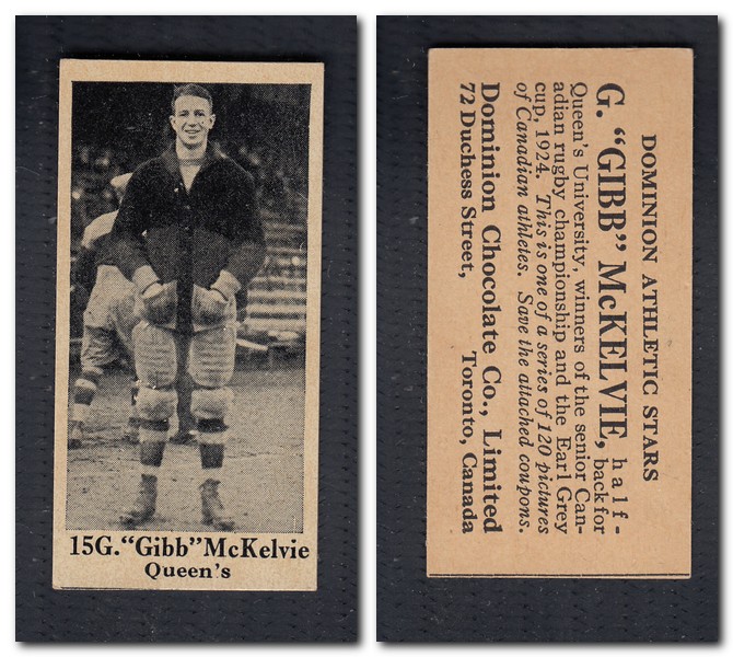1925 V31 DOMINION CHOCOLATE #15 G. MCKELVIE CARD photo