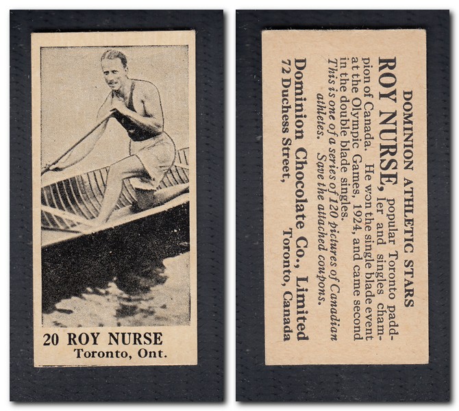 1925 V31 DOMINION CHOCOLATE #20 R. NURSE CANOE CARD photo