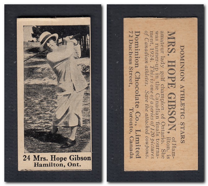 1925 V31 DOMINION CHOCOLATE #24 MRS. H. GIBSON GOLF CARD photo