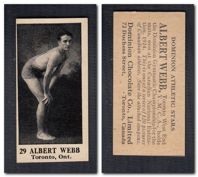 1925 V31 DOMINION CHOCOLATE #29 A. WEBB GYMNASTIC CARD photo