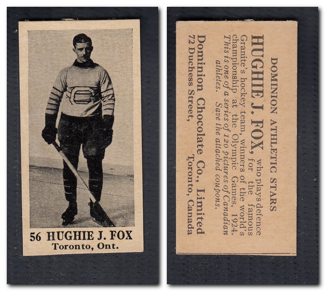 1925 V31 DOMINION CHOCOLATE #56 H. J. FOX HOCKEY CARD photo