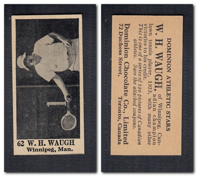 1925 V31 DOMINION CHOCOLATE #62 W. H. WAUGH TENNIS CARD photo