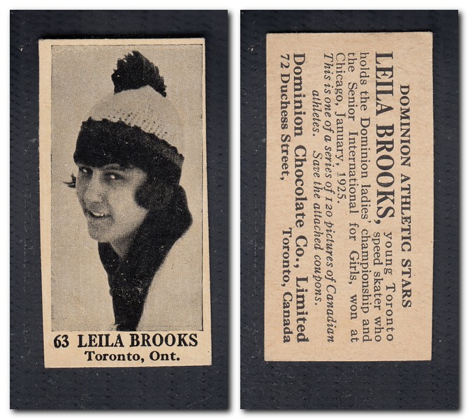 1925 V31 DOMINION CHOCOLATE #63 L. BROOKS SKATING CARD photo