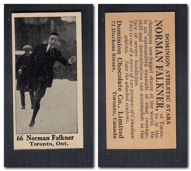 1925 V31 DOMINION CHOCOLATE #66 N. FALKNER SKATING CARD photo