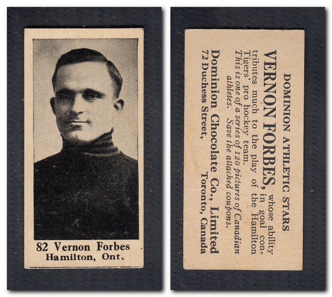 1925 V31 DOMINION CHOCOLATE #82 V. FORBES HOCKEY CARD photo