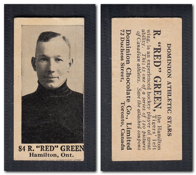 1925 V31 DOMINION CHOCOLATE #84 R. R. GREEN HOCKEY CARD photo