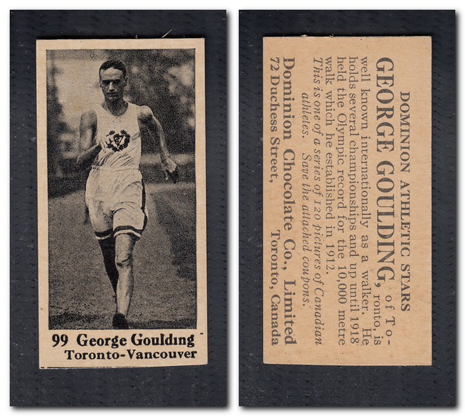 1925 V31 DOMINION CHOCOLATE #99 G. GOULDING WALKING CARD photo