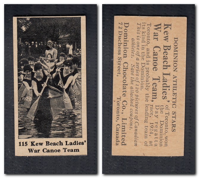 1925 V31 DOMINION CHOCOLATE #115 KEW BEACH LADIES' WAR CANOE TEAM CARD photo
