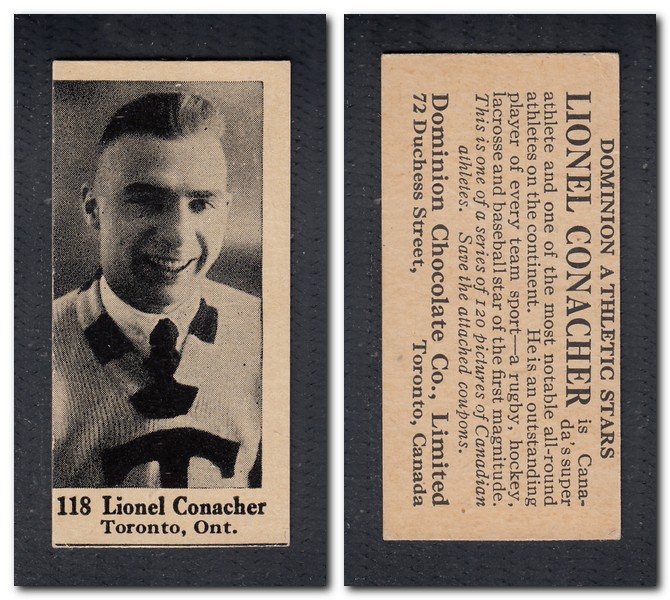 1925 V31 DOMINION CHOCOLATE #118 L. CONACHER HOCKEY CARD photo