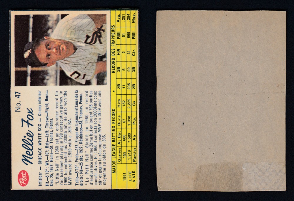 1962 POST CANADIAN BASEBALL CARD #47 N. FOX photo