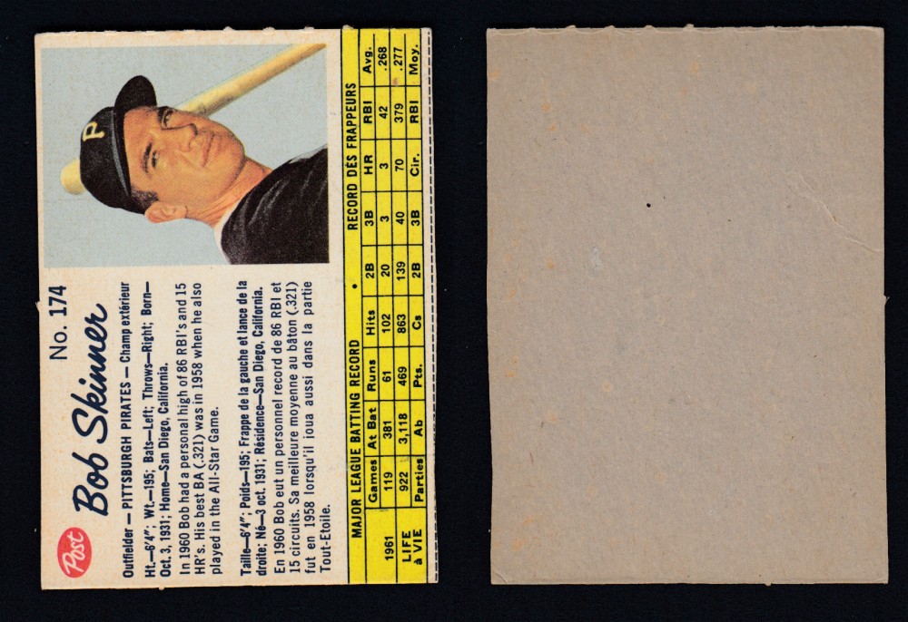 1962 POST CANADIAN BASEBALL CARD #174 B. SKINNER photo