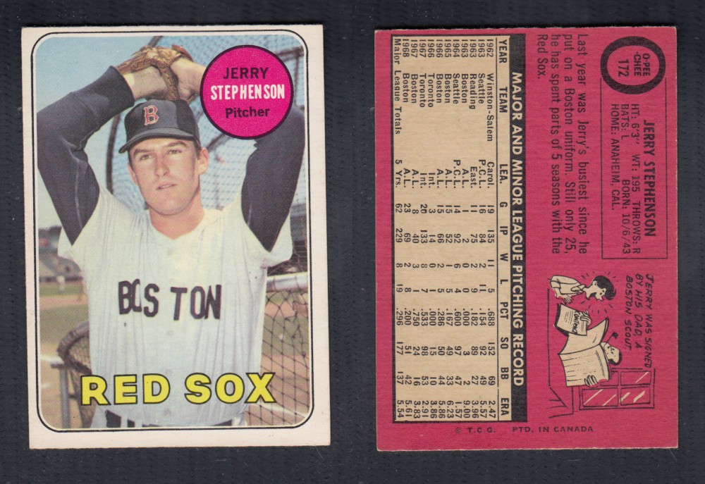 1969 O-PEE-CHEE BASEBALL CARD #172 J. STEPHENSON photo