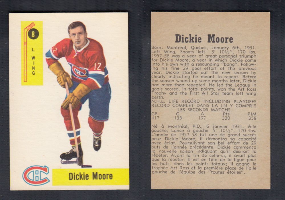 1958-59 PARKHURST HOCKEY CARD #8 D. MOORE photo