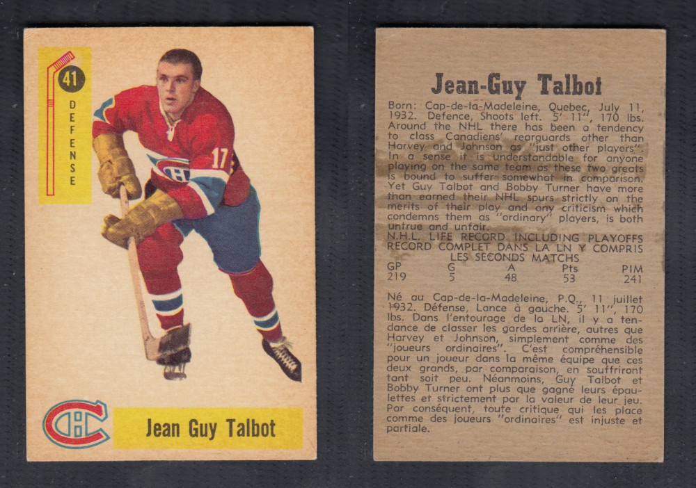 1958-59 PARKHURST HOCKEY CARD #41 J. TALBOT photo